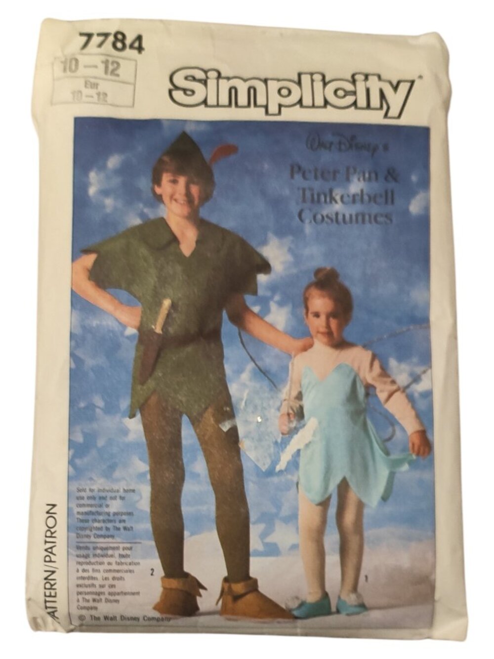 Simplicity 7784 Child Peter Pan & Tinkerbell Costume Sewing Pattern Size 10 & 12